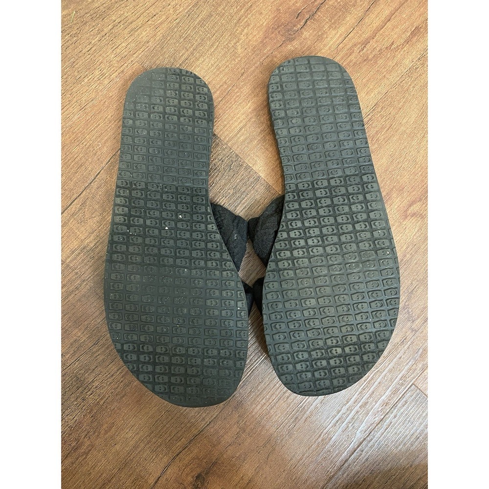 Sanuk Yoga Double Strap Wide womens black flip flops size 10 Summer Casual Comfy - Picture 5 of 5